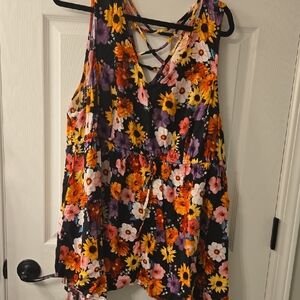 Torrid Multicolor Floral Crisscross Top